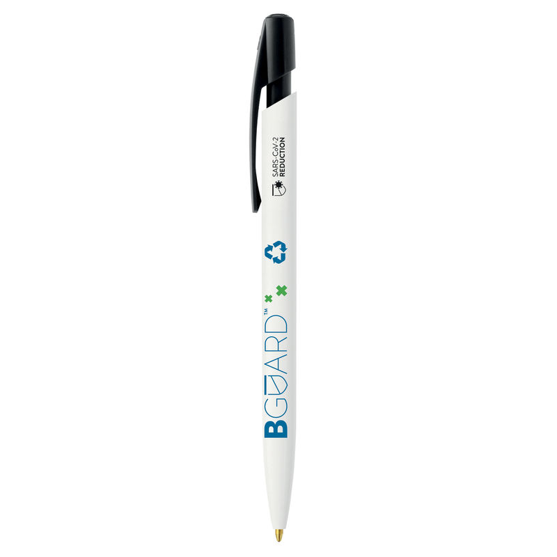 Stylo BIC® publicitaire | Media Clic BGUARD™ SARS-CoV-2 B | KelCom Blanc recyclé