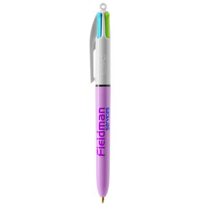 Stylo BIC® publicitaire | 4 couleurs Fashion bille avec tour de cou | KelCom Blanc Violet pastel 3