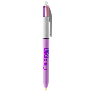 Stylo BIC® publicitaire | 4 couleurs Fashion bille avec tour de cou | KelCom Blanc Violet pastel 4
